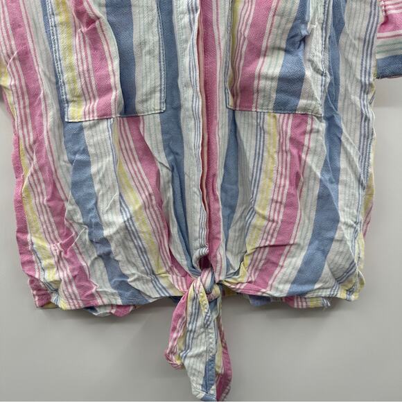 Bella Dahl Women's‎ Cap Sleeve Tie-Up Front Striped Button Down Shirt Size S - Picture 5 of 10